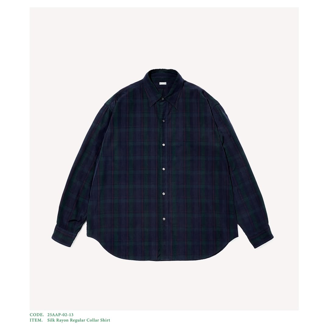 A.PRESSE 25AW Silk Rayon Regular Collar Shirt